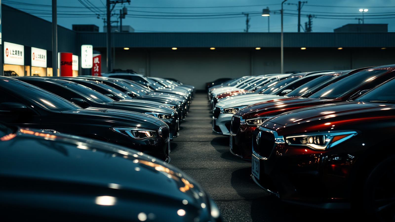 Cars at a Japanese auction